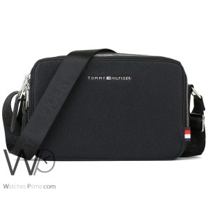 Tommy hilfiger crossbody shoulder black leather bag for men