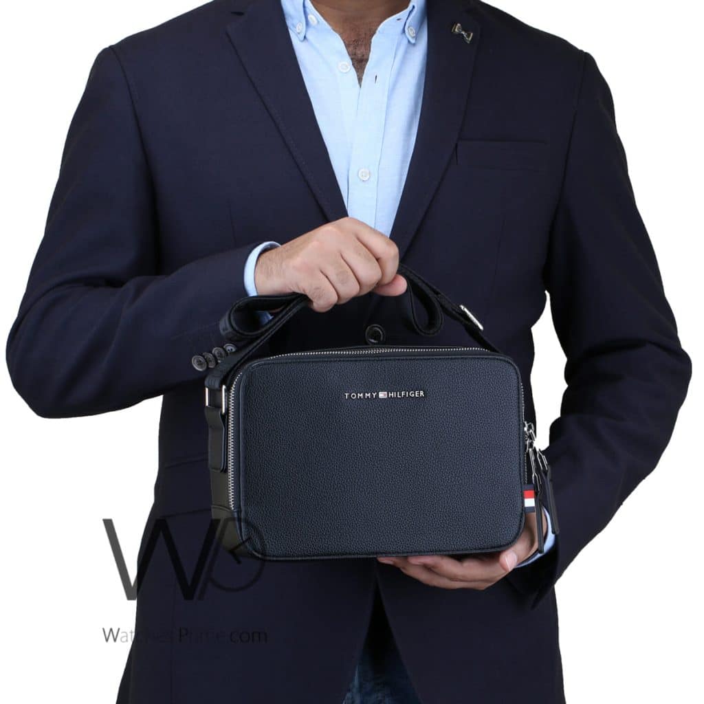 Tommy Hilfiger Black Crossbody Leather Men | Watches Prime