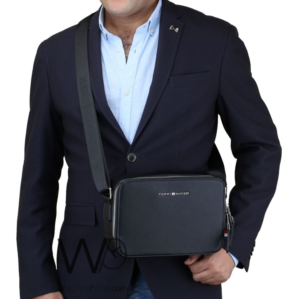 Tommy Hilfiger Black Crossbody Leather Men | Watches Prime