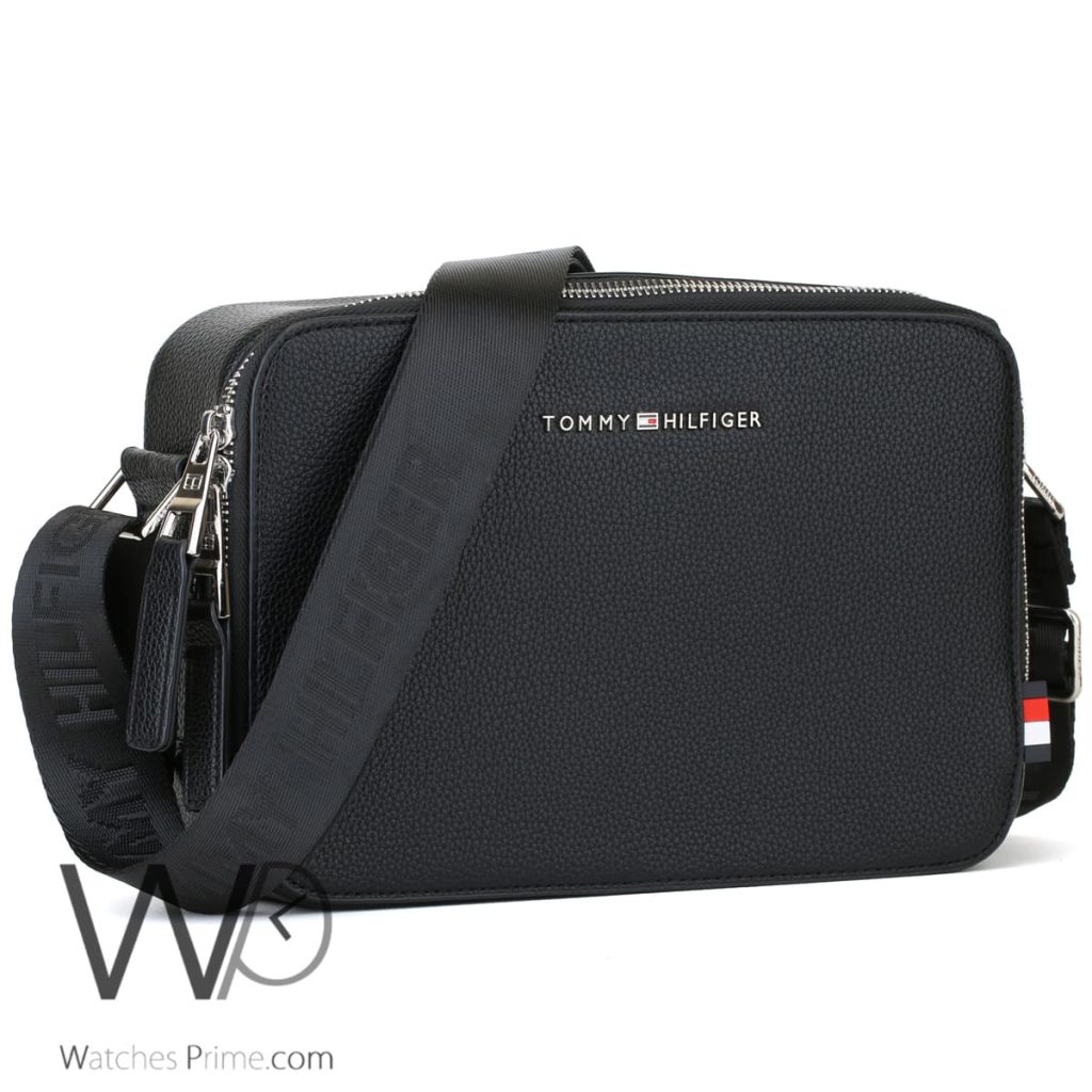 Tommy Hilfiger Black Crossbody Leather Men | Watches Prime