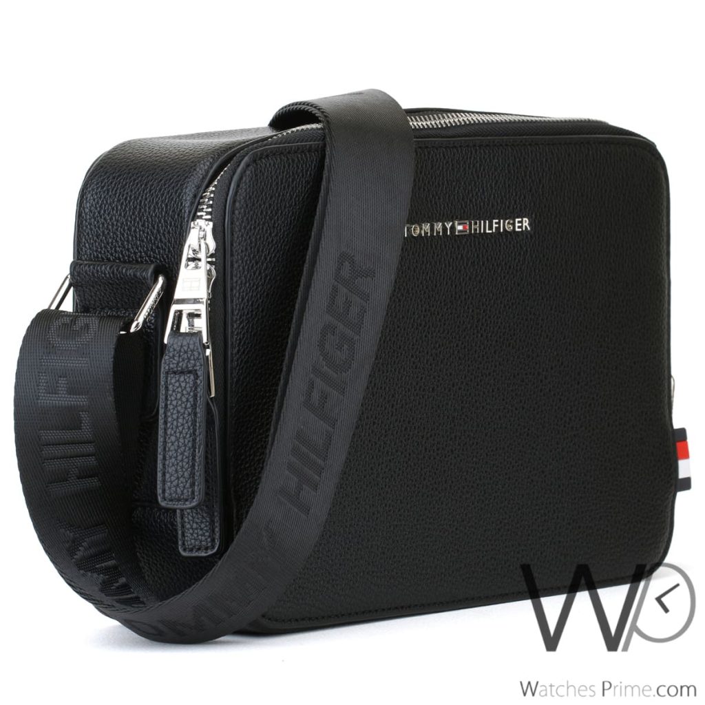 Tommy Hilfiger Black Crossbody Leather Men | Watches Prime