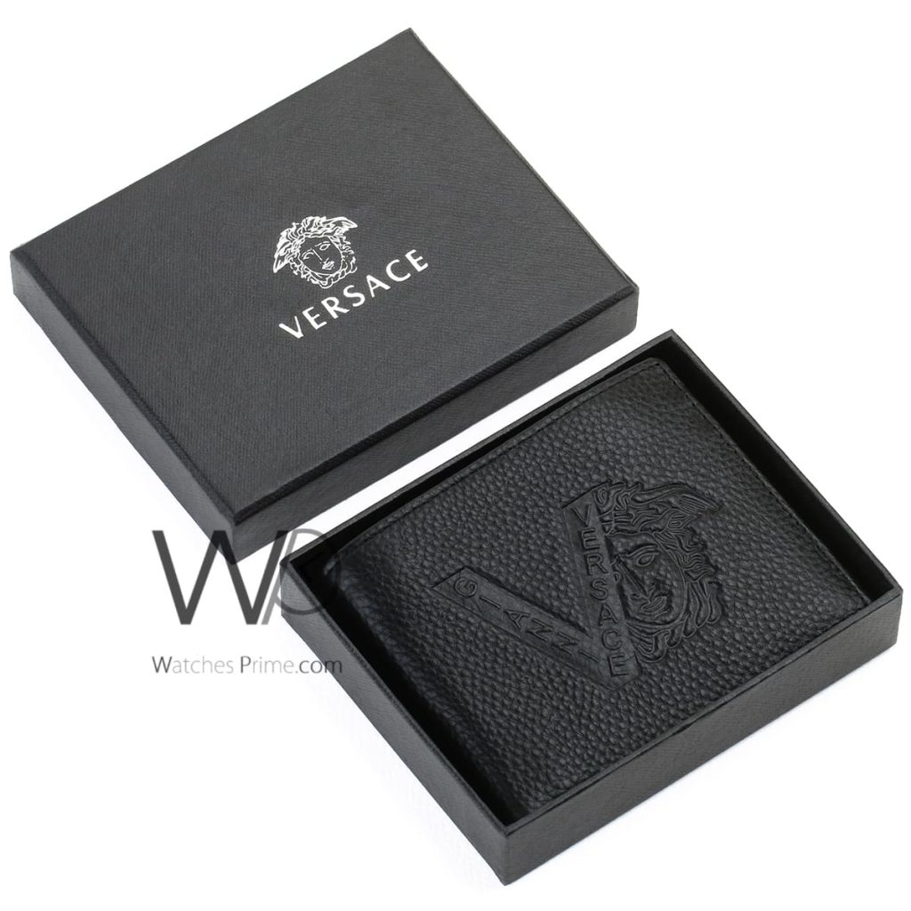 محفظة رجالية فرزاتشي Versace جلد اسود | واتشز برايم