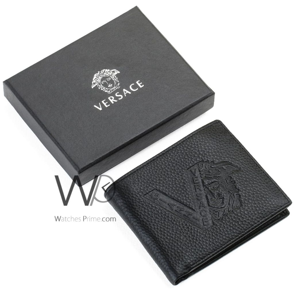 محفظة رجالية فرزاتشي Versace جلد اسود | واتشز برايم