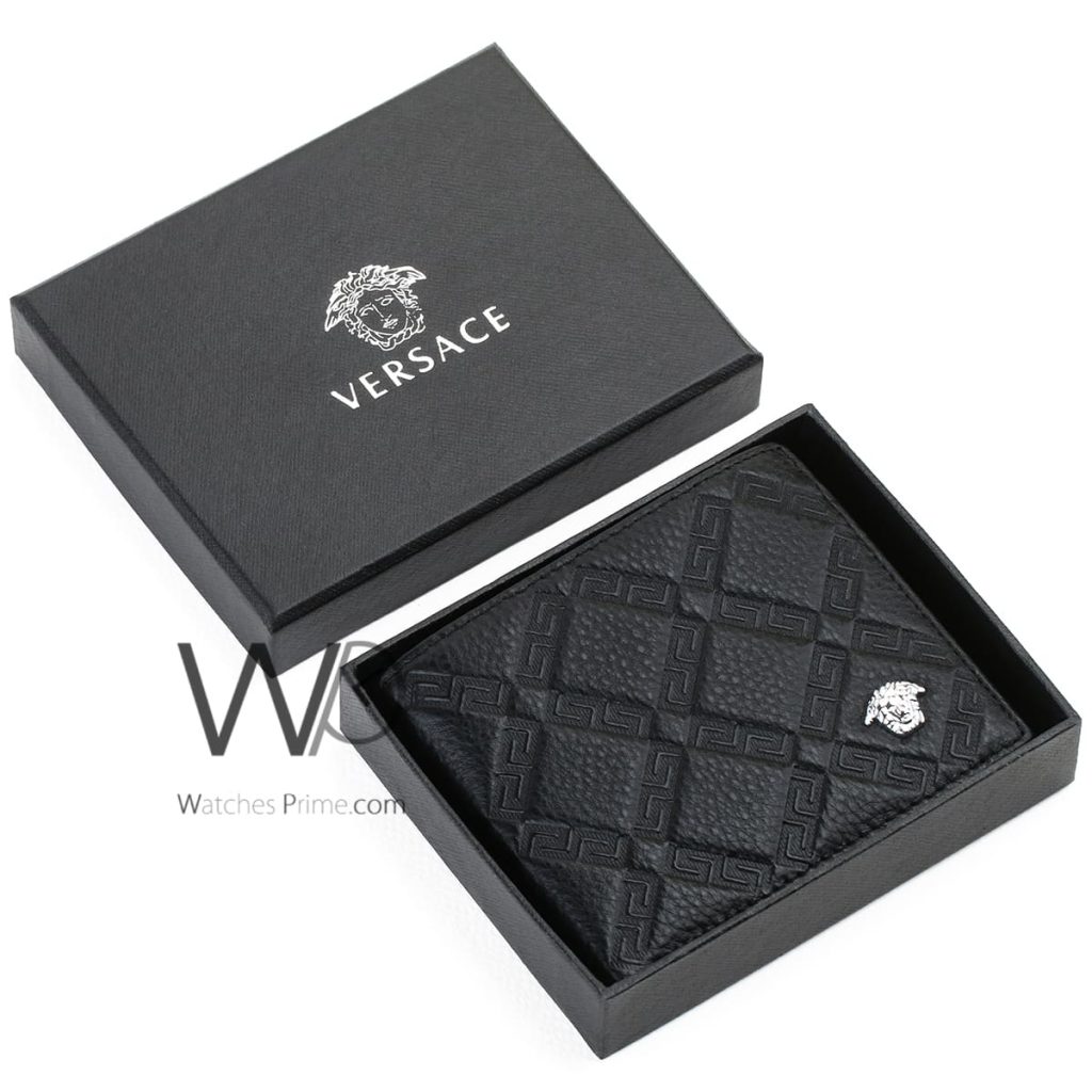محفظة رجالي فرزاتشي Versace جلد اسود | واتشز برايم