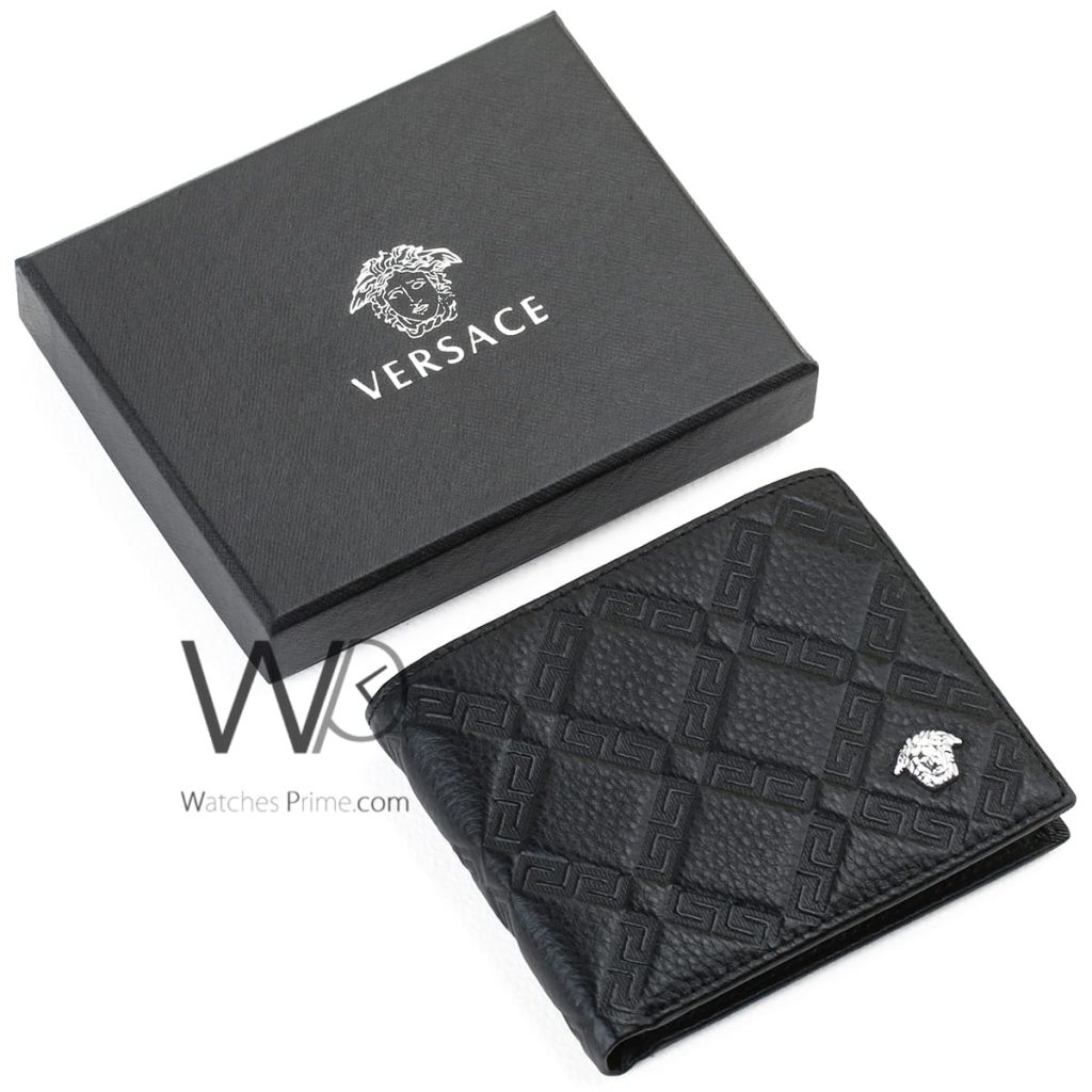 محفظة رجالي فرزاتشي Versace جلد اسود | واتشز برايم