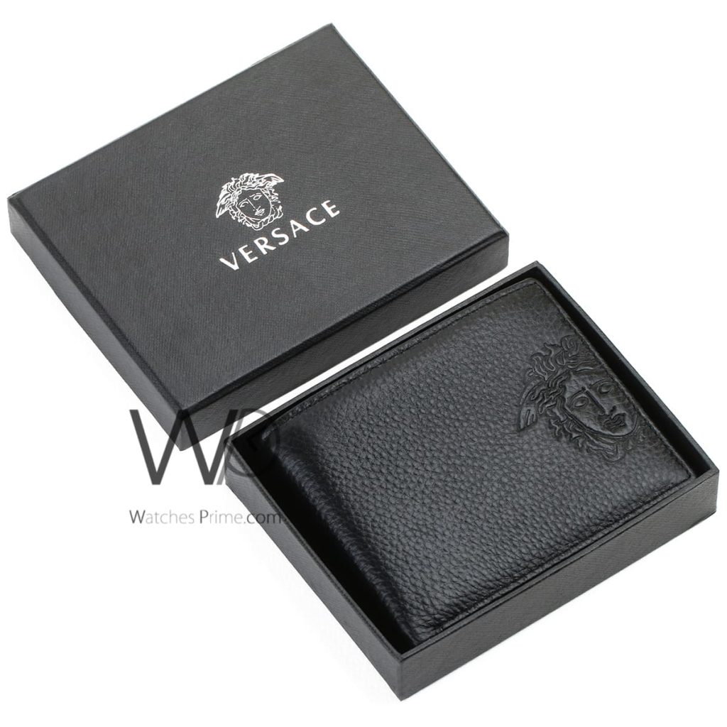 محفظة فرزاتشي Versace رجالي جلد اسود | واتشز برايم