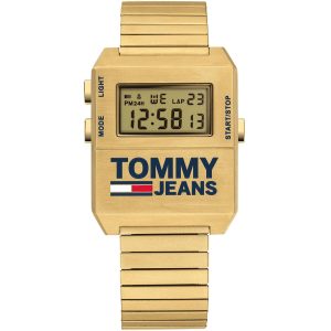 1791670 tommy hilfiger square watch men gold dial stainless steel metal golden strap quartz battery digital chronograph jeans