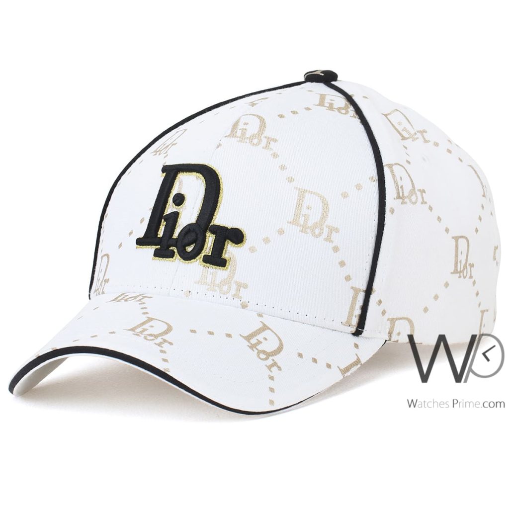 Christian Dior White Cotton Patterned Cap | Watches Prime