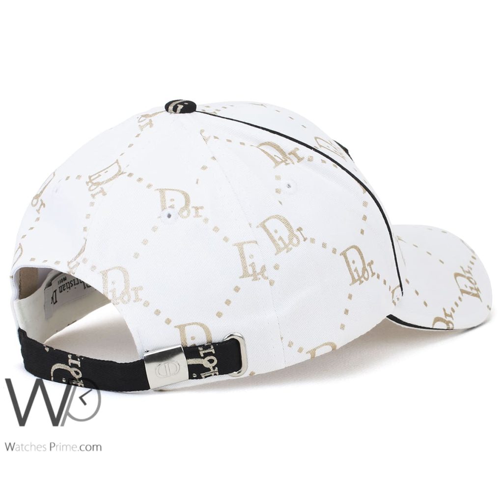 Christian Dior White Cotton Patterned Cap | Watches Prime