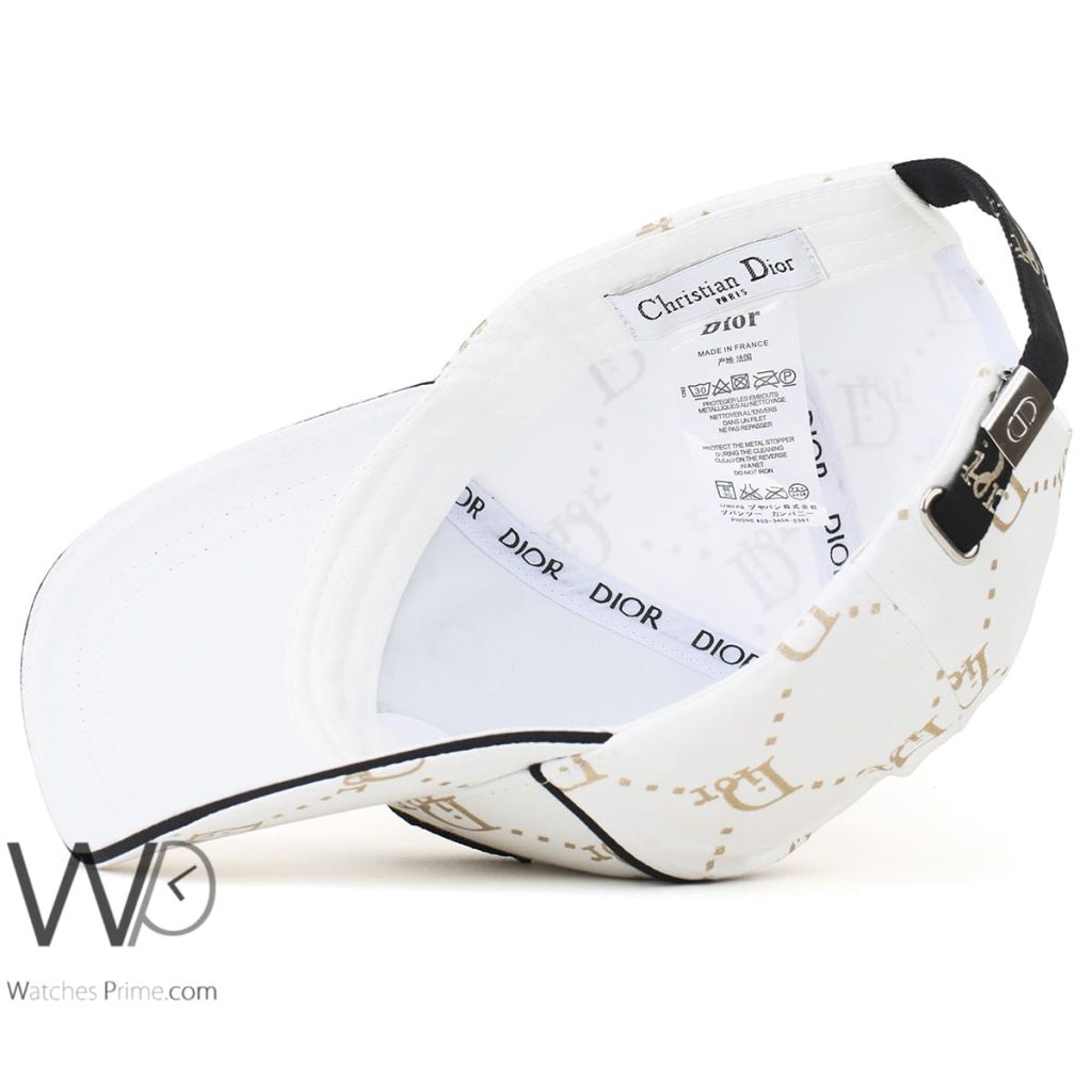 Christian Dior White Cotton Patterned Cap | Watches Prime
