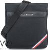 Black Leather Tommy Hilfiger Men Slim Bag | Watches Prime