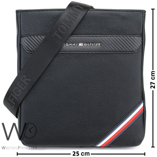 Black Leather Tommy Hilfiger Men Slim Bag | Watches Prime