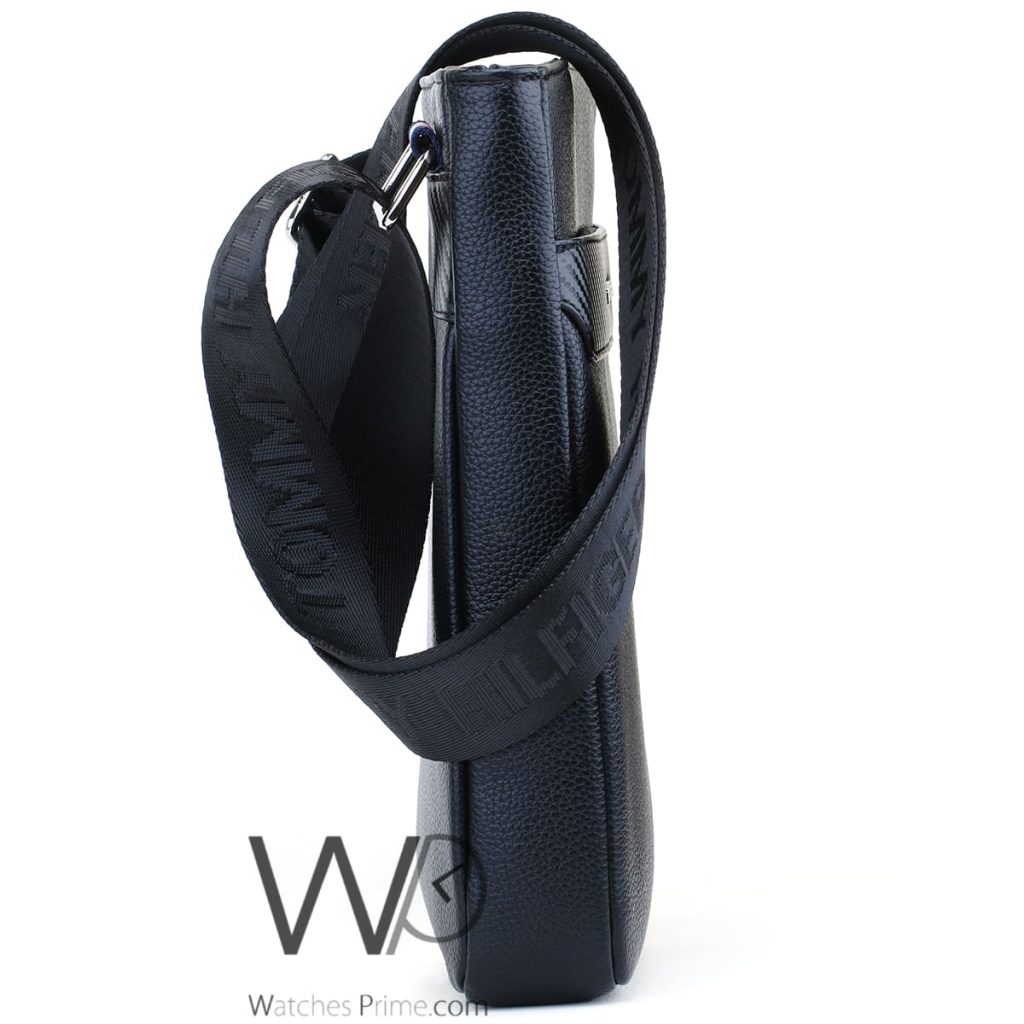 Black Leather Tommy Hilfiger Men Slim Bag | Watches Prime