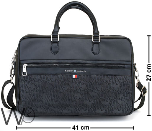 Black Tommy Hilfiger Laptop Bag Leather Men | Watches Prime