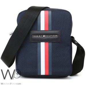 Blue nylon original tommy hilfiger flag crossbody messenger mens bag