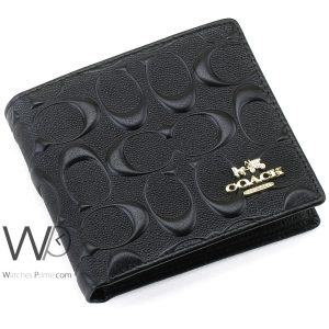 Coach black patterned genuine leather wallet for men
