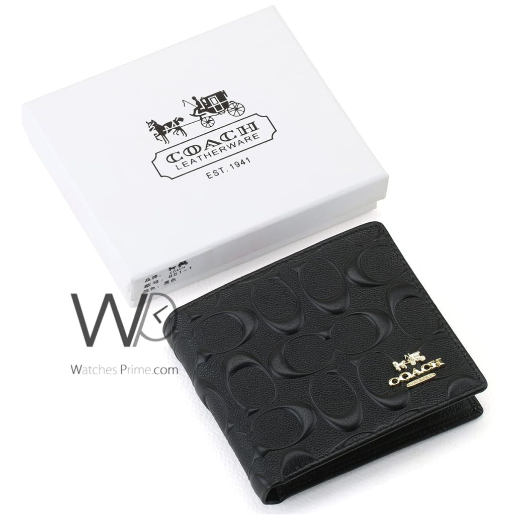Coach Black Patterned Wallet Leather Men | Watches Prime