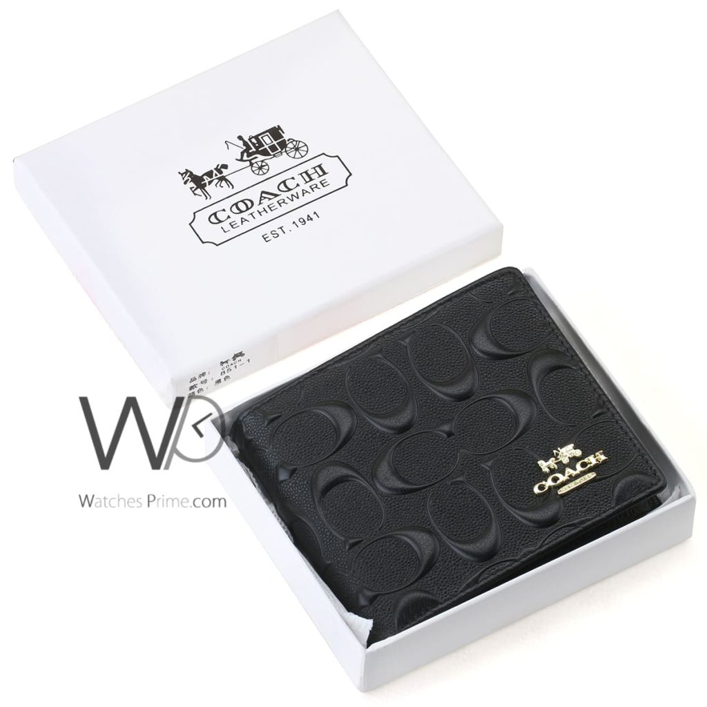 Coach Black Patterned Wallet Leather Men | Watches Prime