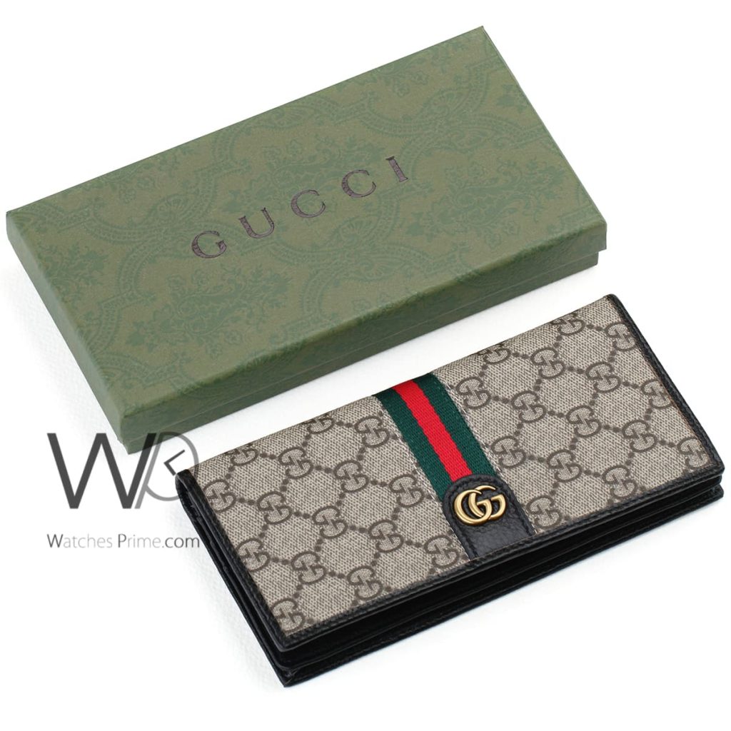 Gucci GG Long Wallet Gray Leather For Men | Watches Prime