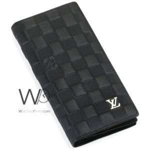 Louis vuitton black genuine leather long wallet for men lv