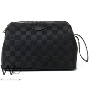 Louis vuitton black leather handbag wash patterned bag men lv