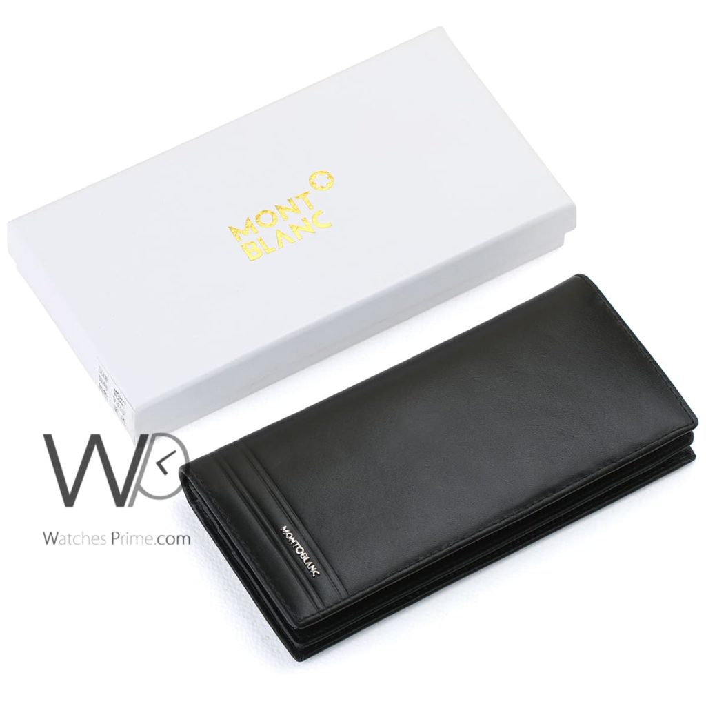 Montblanc Long Wallet Shiny Black Leather Men | Watches Prime