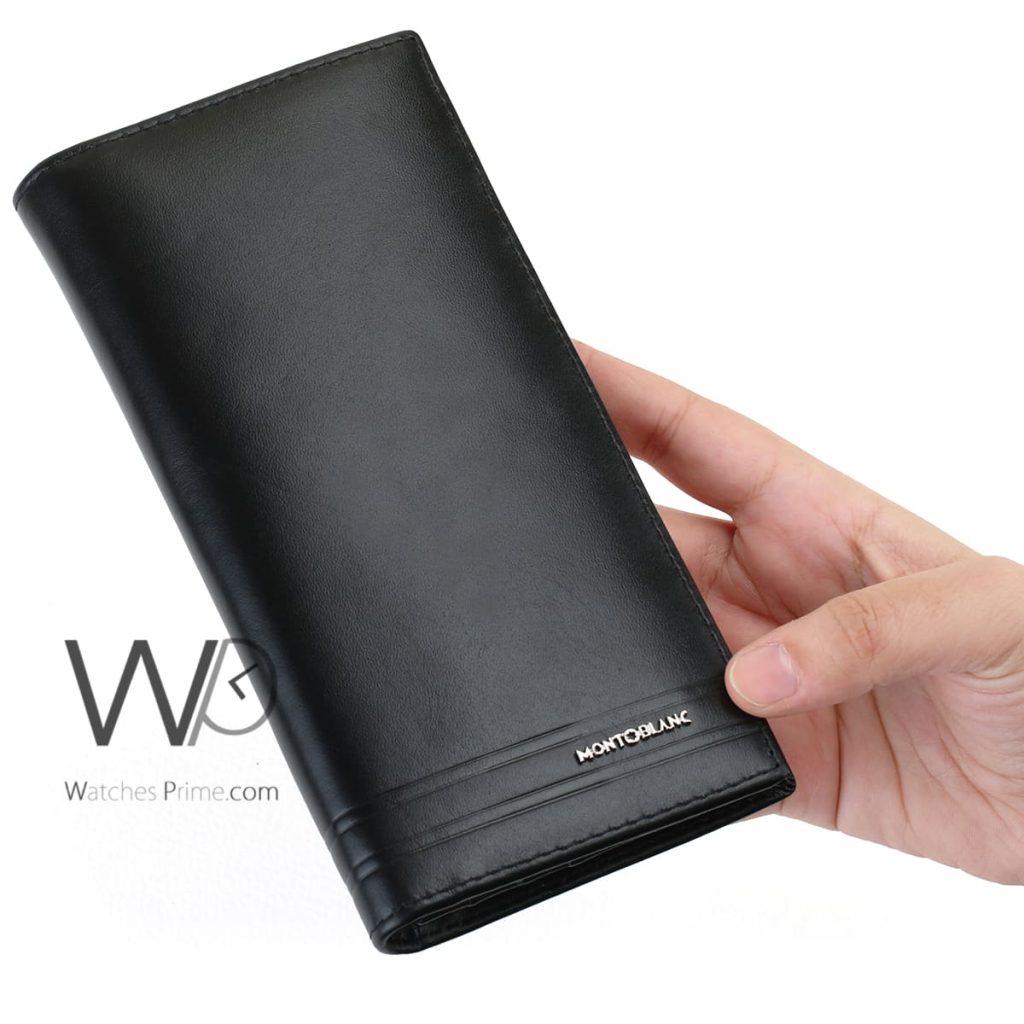Montblanc Long Wallet Shiny Black Leather Men | Watches Prime