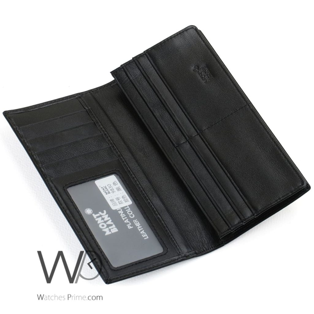 Montblanc Long Wallet Shiny Black Leather Men | Watches Prime