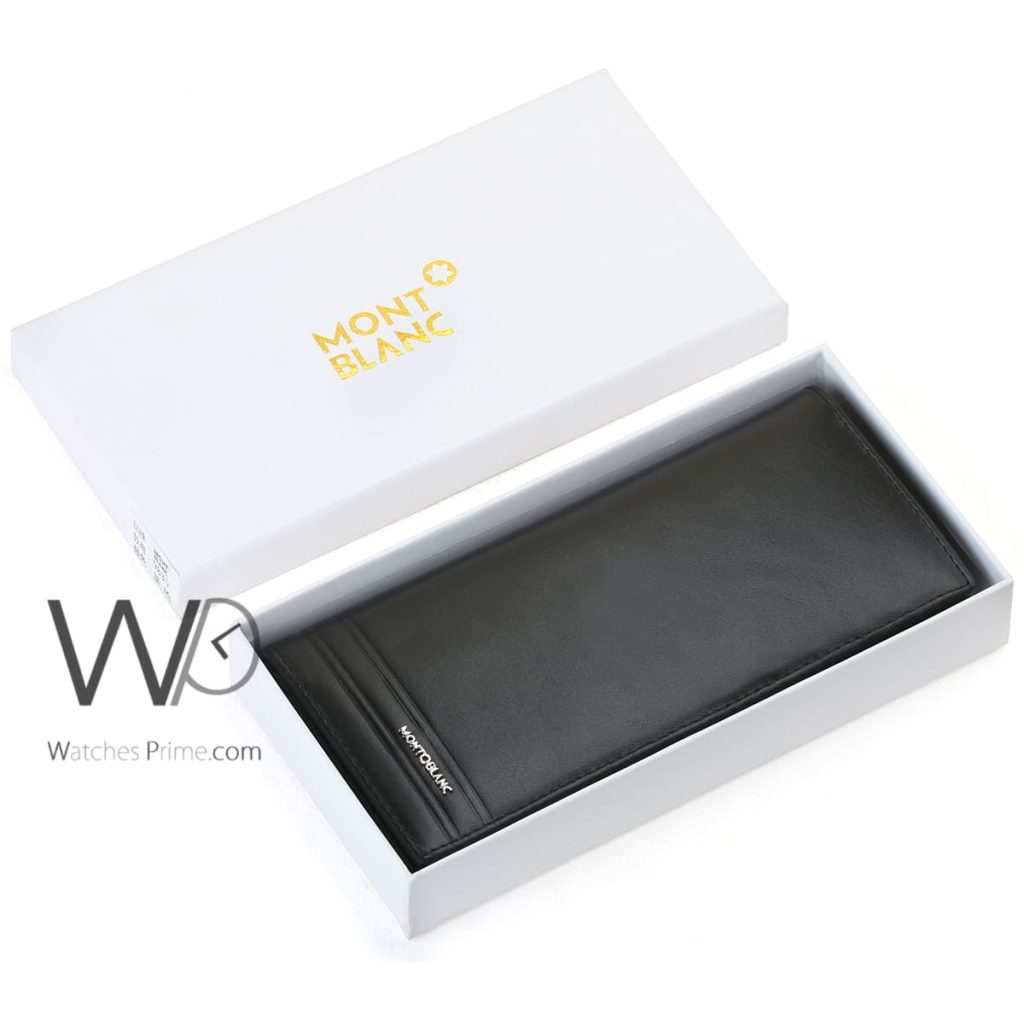 Montblanc Long Wallet Shiny Black Leather Men | Watches Prime