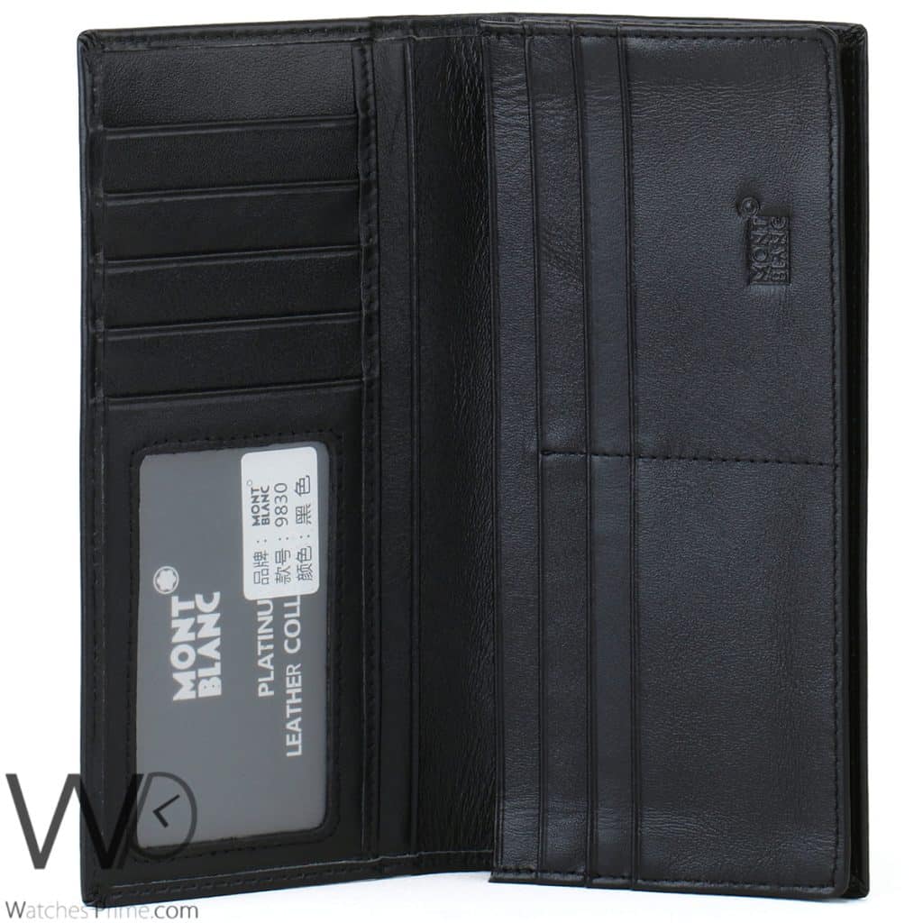 Montblanc Long Wallet Shiny Black Leather Men | Watches Prime