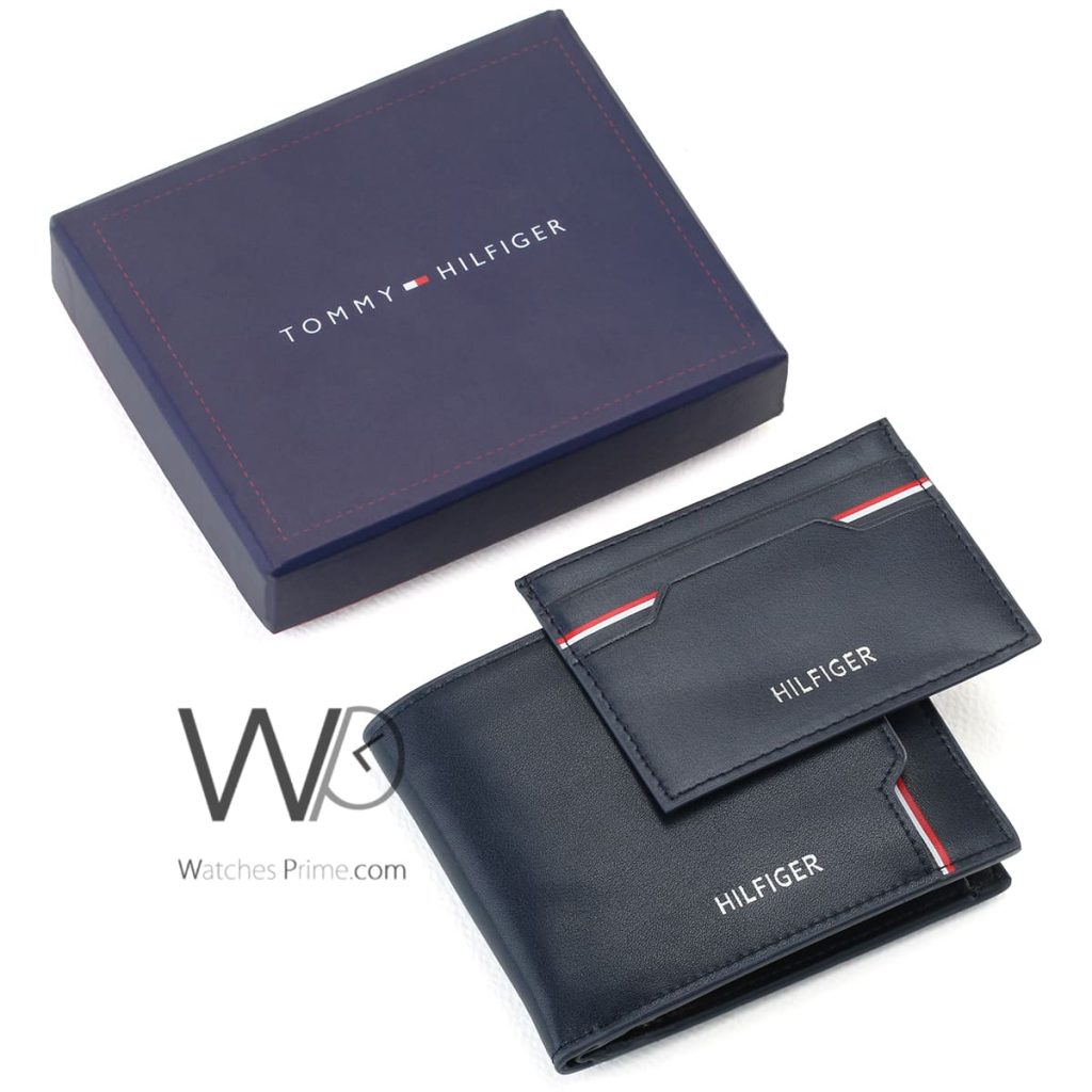 Tommy Wallet Genuine Leather Navy Blue Men | Watches Prime