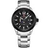 Buy Original Naviforce NF9084-S-B Analog Water Resistant 30M Wrist Watch For Men - ✓ With Black Dial - ✓ Metal Silver Strap - ✓ Quartz (Battery) Movement