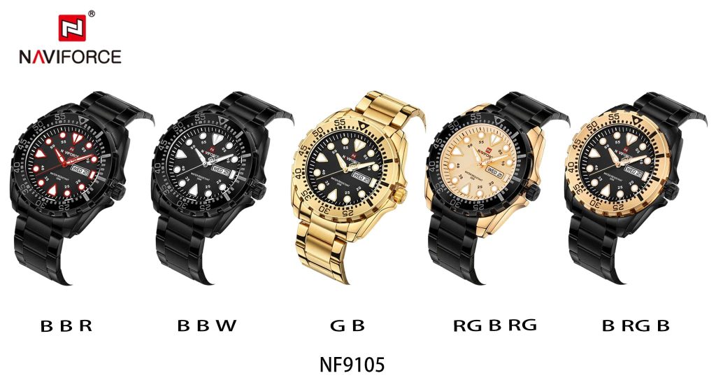 ساعة يد نافي فورس رجالية NF9105 G B | واتشز برايم