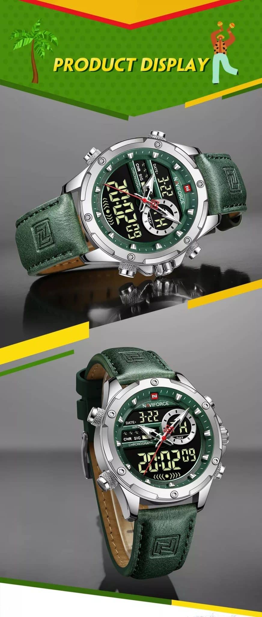 Naviforce Men's Watch NF9208 S GN GN | Watches Prime