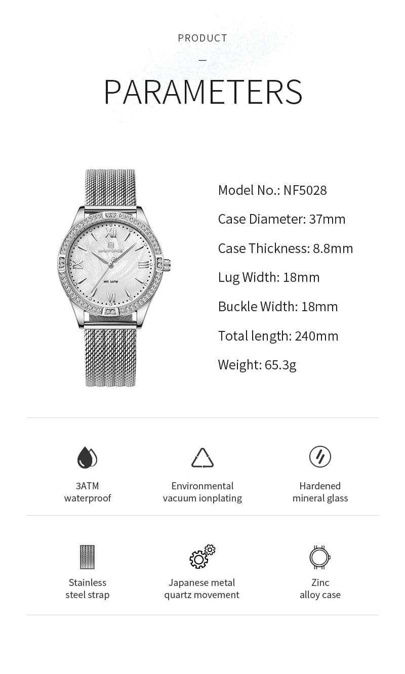 Naviforce Women's Watch NF5028 S W | Watches Prime