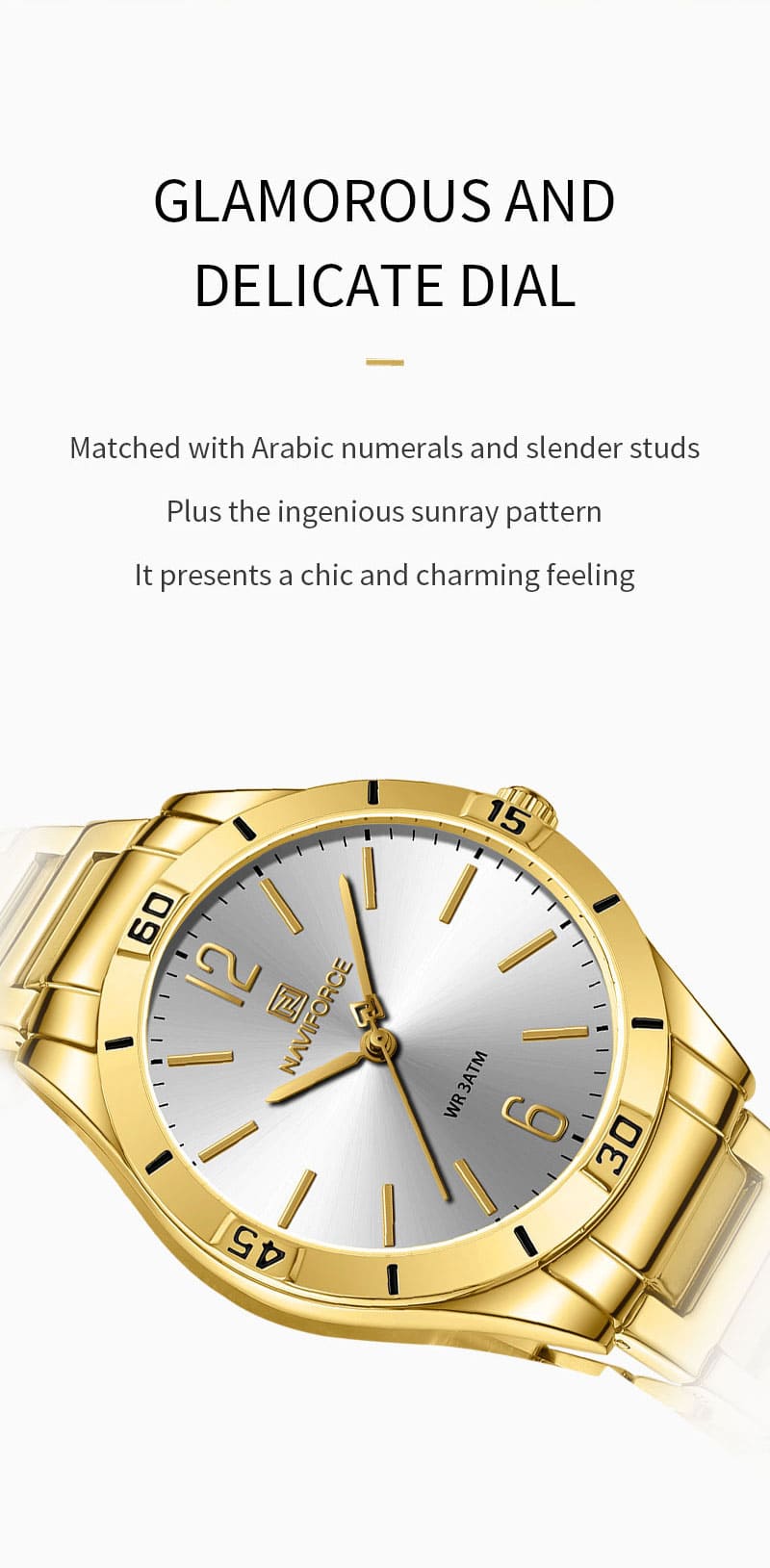 ساعة يد نافي فورس للنساء NF5029 G W | واتشز برايم