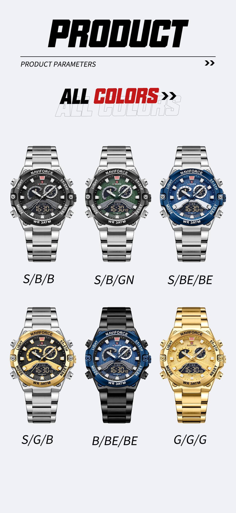 Naviforce Men's Watch NF9207 S B B | Watches Prime