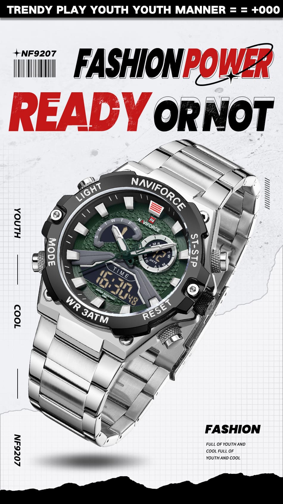Naviforce Men's Watch NF9207 S B GN | Watches Prime