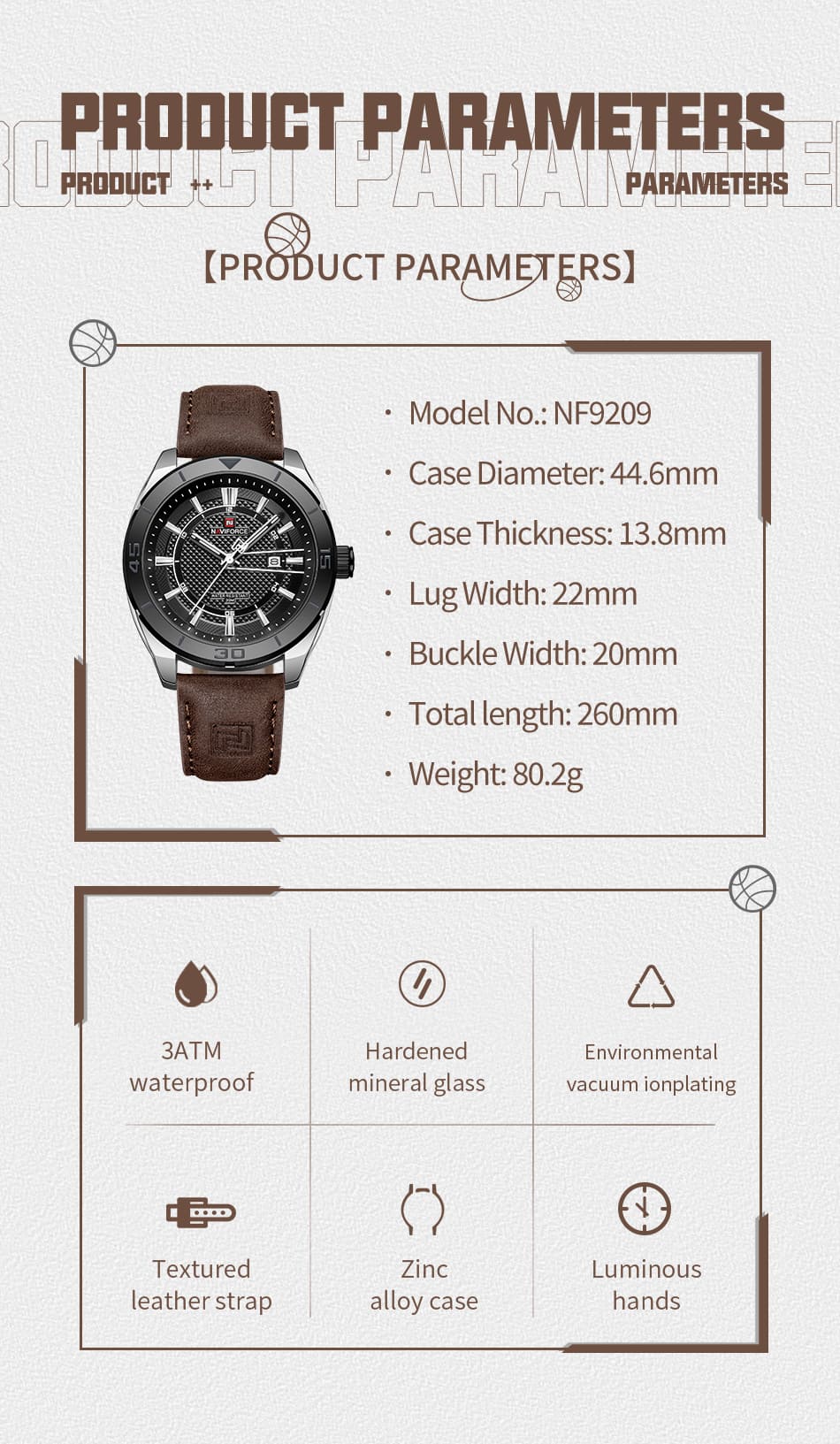 Naviforce Men's Watch NF9209 S B D BN | Watches Prime