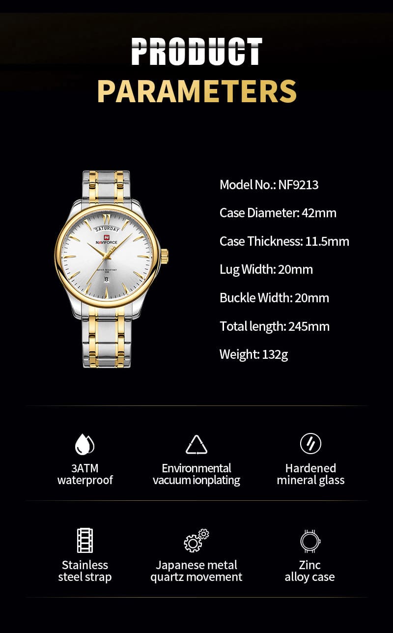 Naviforce Men's Watch NF9213 G W | Watches Prime