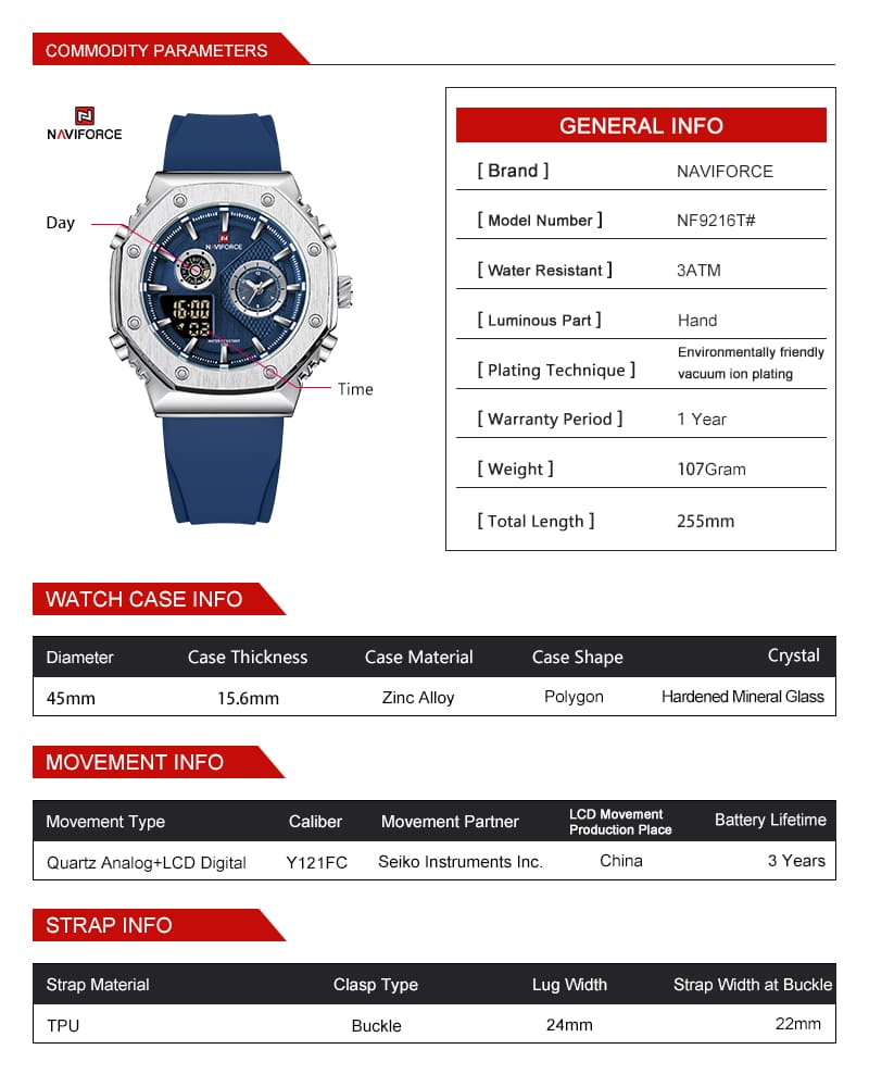 Naviforce Men's Watch NF9216T S BE BE | Watches Prime
