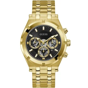 Gw0260g2 guess watch men black dial metal stainless steel gold strap quartz battery analog continental