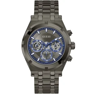 Gw0260g3 guess watch men gray dial gunmetal metal stainless steel grey strap quartz battery analog continental