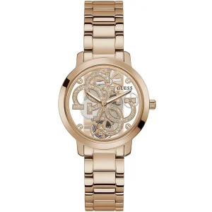 Gw0300l3 guess watch women rose gold dial metal stainless steel golden strap quartz battery analog quattro