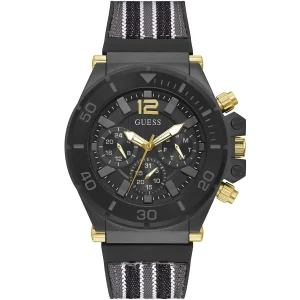 Gw0415g3 guess watch men black dial rubber gray black strap quartz battery analog pilot