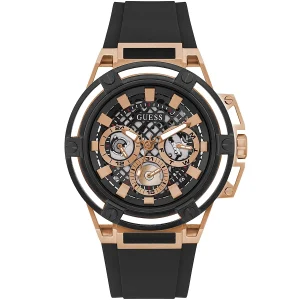 Gw0423g5 guess watch men black dial rubber strap quartz battery analog matrix