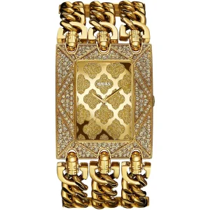 W0580l1 guess square watch women gold dial metal stainless steel strap quartz battery analog heavy