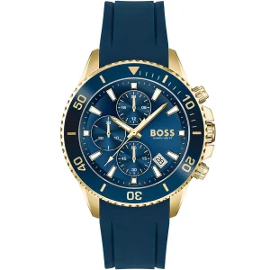 1513965 hugo boss watch men blue dial rubber strap quartz battery analog chronograph 10 bar 330 ft admiral