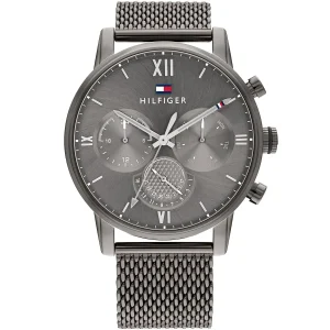 1791882 tommy hilfiger watch men gray dial metal stainless steel grey mesh strap quartz analog chronograph sullivan