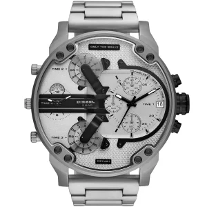 Dz7421 diesel watch men silver dial metal stainless steel strap quartz battery analog chronograph 3 bar only the brave mr daddy